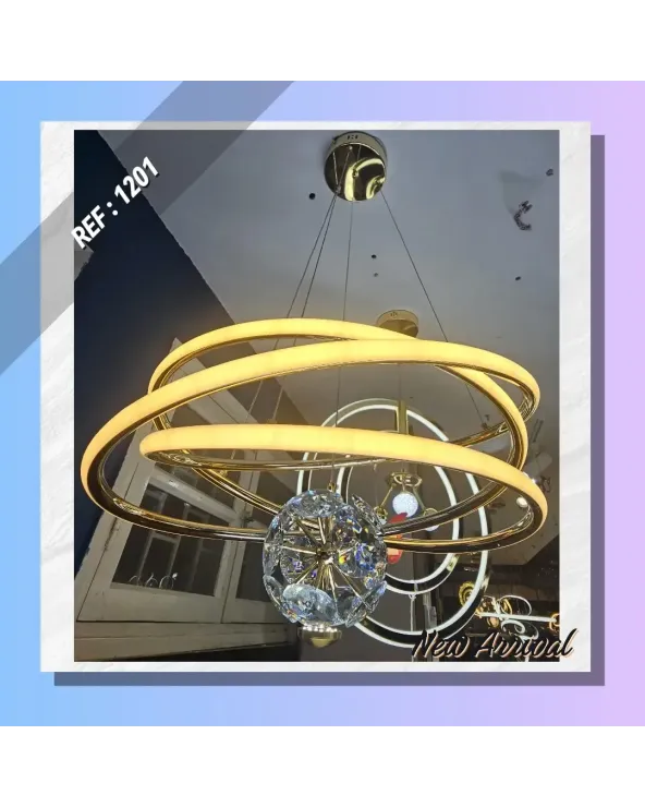 SUSPENSION LED DIA 50CM DORE