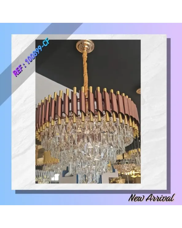 LUSTRE CRISTAL MODERNE MARRON CAFE