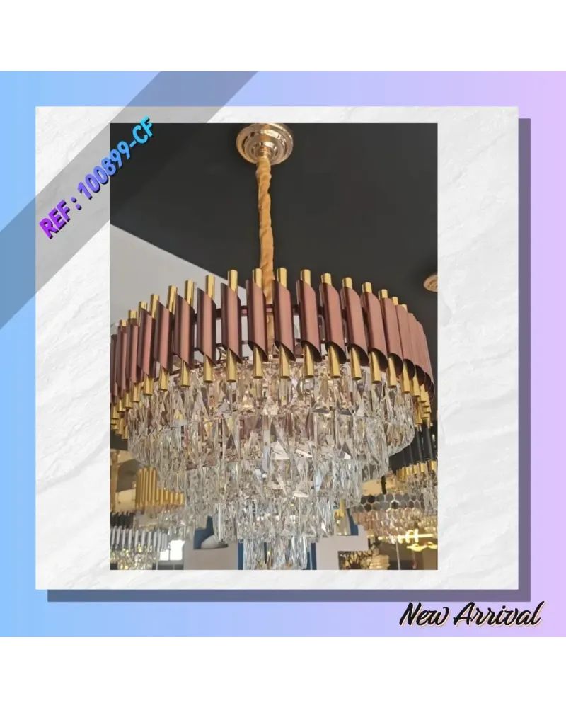 LUSTRE CRISTAL MODERNE MARRON CAFE