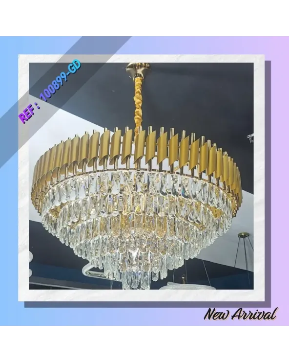LUSTRE MODERNE CRISTAL DORE
