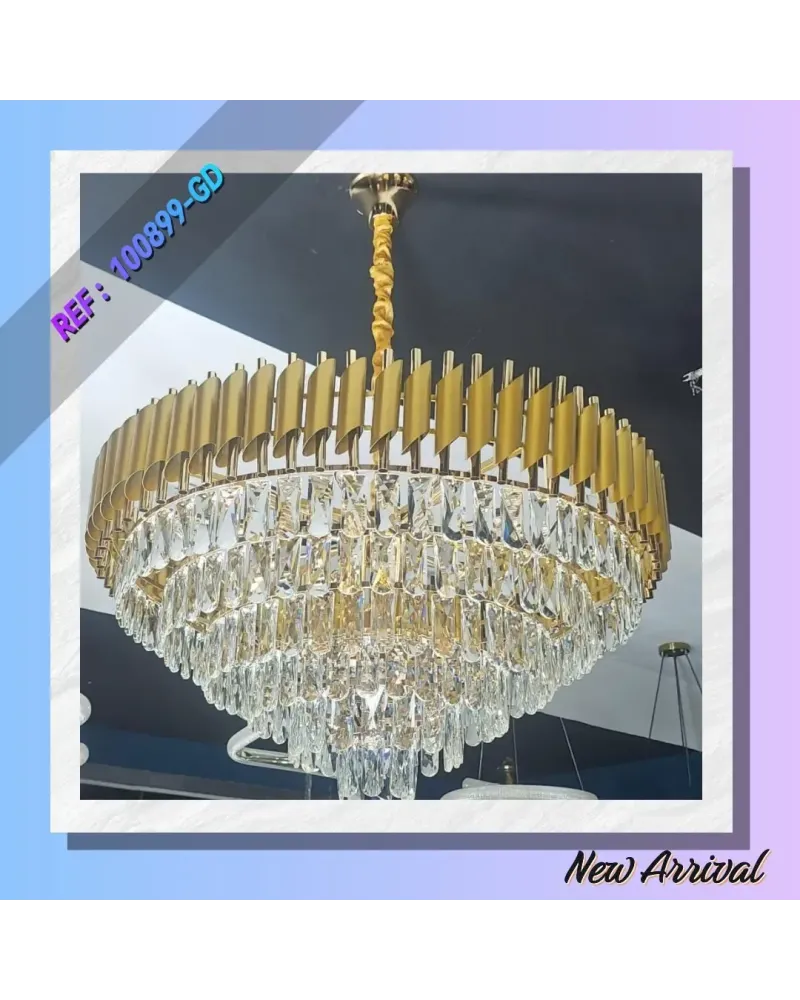 LUSTRE MODERNE CRISTAL DORE